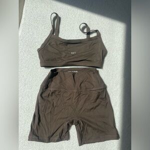 SET Active Espresso Sports Bra and Shorts